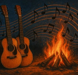 MUSICIEN FEU DE CAMP
