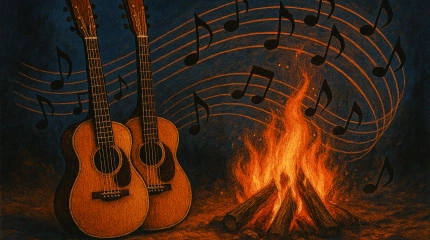 MUSICIEN FEU DE CAMP